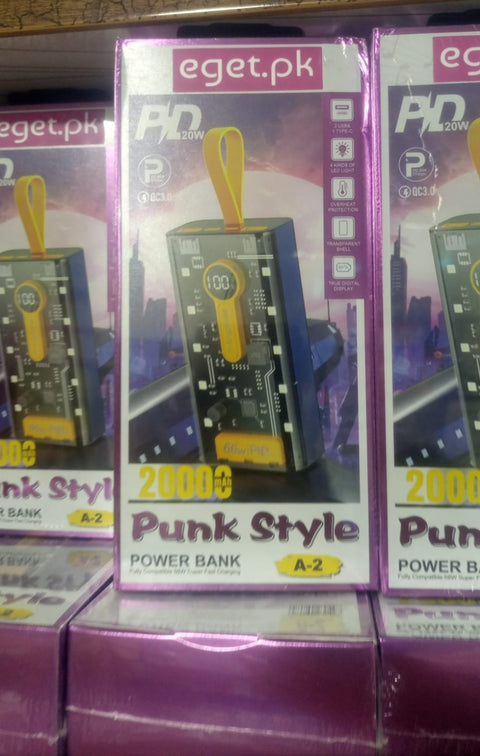 20,000 mAh Power Bank.(66W Transparent high capacity PD20W) Super Fast Charging.