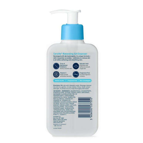 CeraVe Renewing SA Facial Cleanser For Skin Smoothness, Refines Skin Texture, Deeply Nourishing
