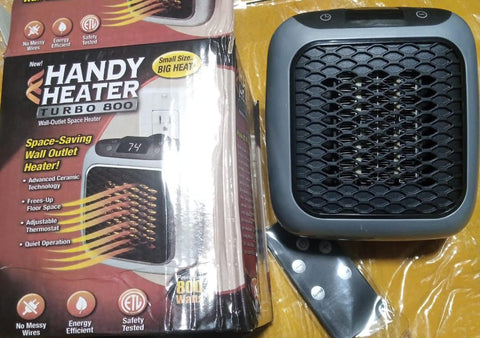 800W Space Heater Digital Electric Heater Wall Outlet Plug Small Fan Home Warmer