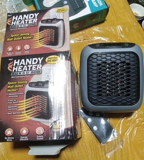 800W Space Heater Digital Electric Heater Wall Outlet Plug Small Fan Home Warmer