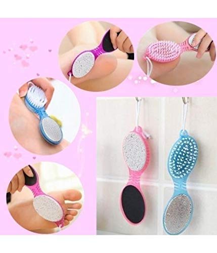 4 In 1 Foot Scrubber | Multi Use Pedicure Paddle Brush – 4 Step Pedicure Cleanse, Scrub, File And Buff (random Color)