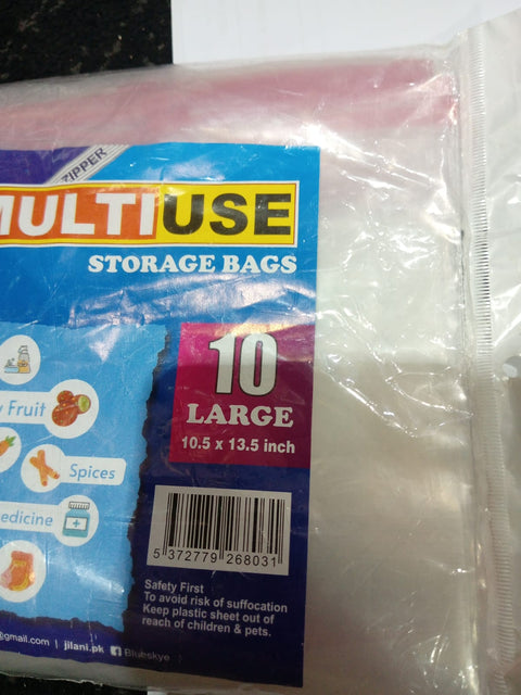 (NW00027) FOOD STORAGE PLASTIC BAG - SMART ZIP - GOOD QUALITY (10 pcs)