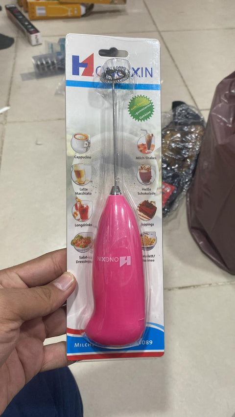 Electric Egg Beater Milk Drink Coffee Whisk Mixer Foamer Mini Handle Stirrer Practical Cooking Tool Kitchen Cell Operated (Mix/Random Color)