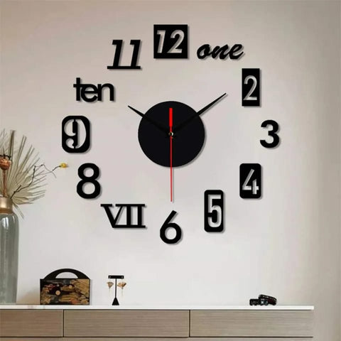 DIY Wall Clock - 3D Wooden wall clock Decor,Wall Sticker Clock Home Decor