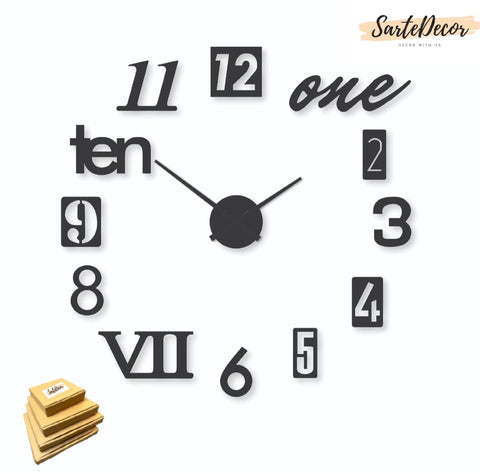 DIY Wall Clock - 3D Wooden wall clock Decor,Wall Sticker Clock Home Decor
