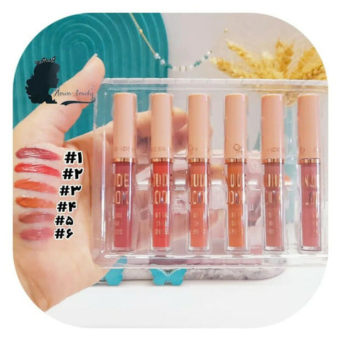 6 Pcs Nude Look High Pigment Matte Lipgloss Soft &amp; Smooth Texture Hydrating Lipsticks (Random Color)