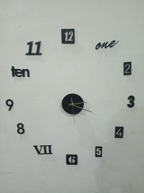 DIY Wall Clock - 3D Wooden wall clock Decor,Wall Sticker Clock Home Decor