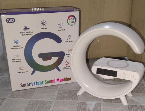 G63 RGB Light Bluetooth Speaker  charging  4 in 1 LED Atmosphere RGB Night Light Alarm Clock Desk Lamp Bluetooth Speaker Wireless Charging Modern