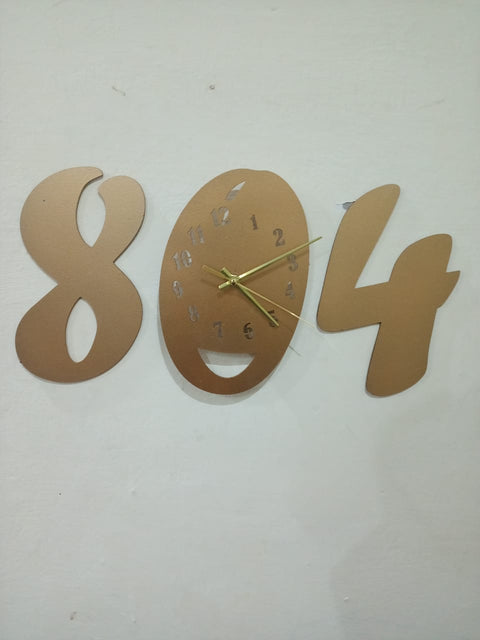 3d wall clock Wooden  Golden color  Wall Clock (804)