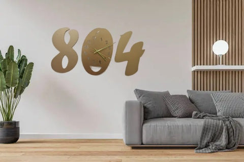 3d wall clock Wooden  Golden color  Wall Clock (804)