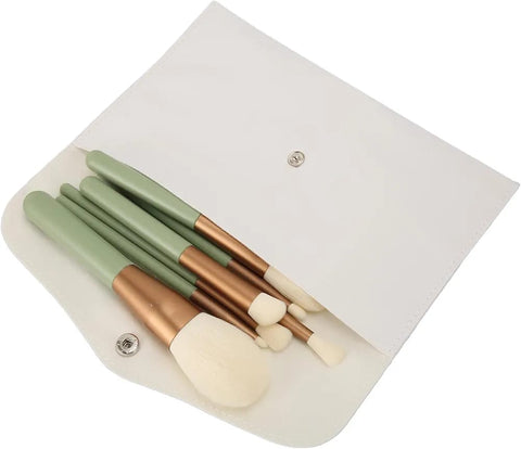 7 Pcs makeup Brush Set Complete Lip Brush Eye Shadow Loose Powder Brush Beauty Tools With Pouch (Green)