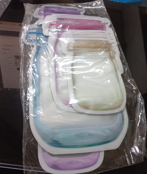 11 Pcs Mason Jar Bags Food Nuts Candy Cookies Ziplock Bags Seal Kitchen Fresh Storage Organizer Bags (mixed size )