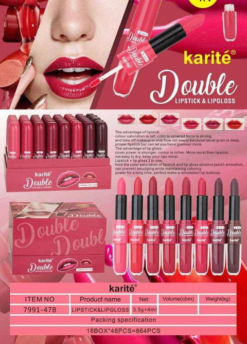 2 In1 Double-headed Moisturizing Waterproof Lipstick Pen Semi-matte Moisturizing Lipgloss