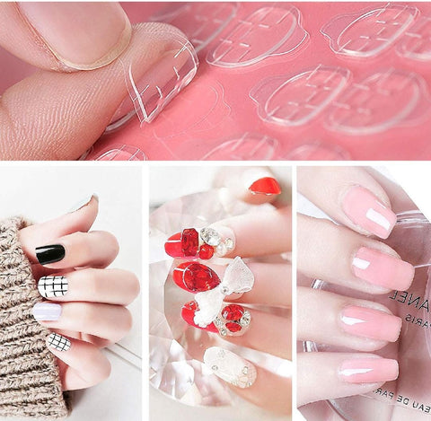 10 PCs Fake Nails False Nails Wearable Nails Stylish Pattern Artificial Nails | Fake Nails For Girls | Artificial Nails For Women with Sticking Dots ( Random Design )