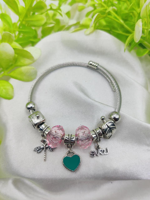1 Piece Imported Elegant Pandora Bracelet with Heart &amp; Love Charms 💖✨ | Best Quality Bracelet For Girls &amp; Women | Girls &amp; Women Jewellery