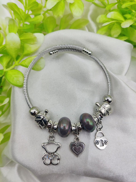 1 Piece Imported Pandora Charm Bracelet with Elegant Pearl Accents and Cute Charms | Best Quality Bracelet For Girls &amp; Women | Girls &amp; Women Jewellery