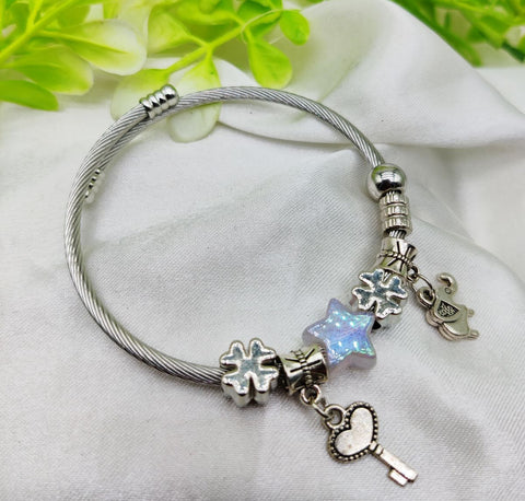 1 Piece Imported Elegant Pandora-Style Charm Bracelet - Starry Opalescent Design | Best Quality Artificial Bracelet For Girls &amp; Women