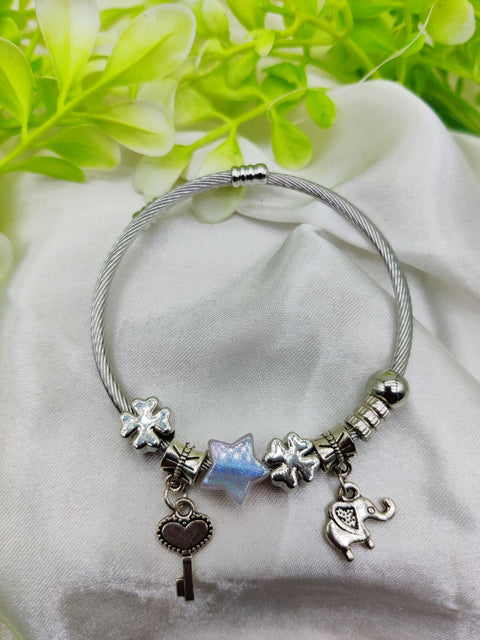 1 Piece Imported Elegant Pandora-Style Charm Bracelet - Starry Opalescent Design | Best Quality Artificial Bracelet For Girls &amp; Women