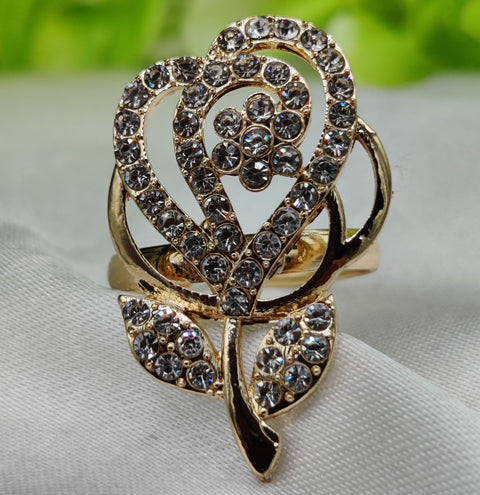 1 Piece Imported Sparkling Floral Elegance Adjustable Ring | Elegant Design Adjustable Ring For Girls &amp; Women