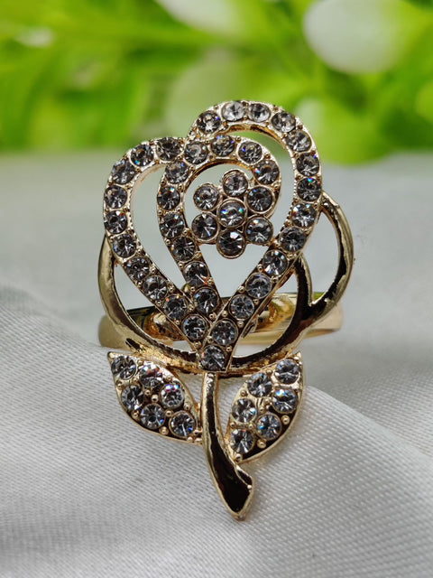 1 Piece Imported Sparkling Floral Elegance Adjustable Ring | Elegant Design Adjustable Ring For Girls &amp; Women