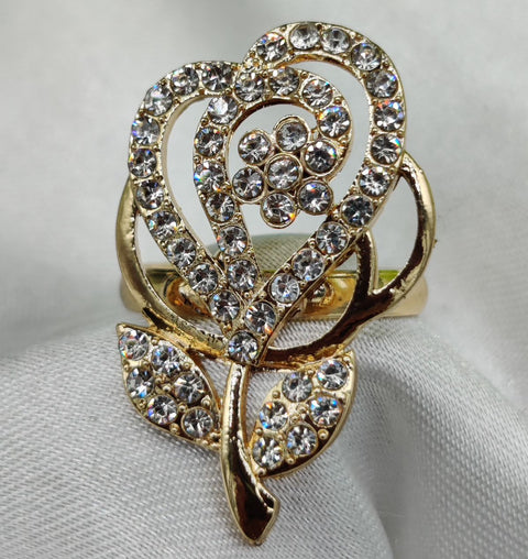 1 Piece Imported Sparkling Floral Elegance Adjustable Ring | Elegant Design Adjustable Ring For Girls &amp; Women