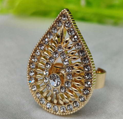 1 Piece Import Radiant Teardrop Crystal Embellished Ring | Best Quality Adjustable Ring For Girls &amp; Women | Ring For Every Occasion