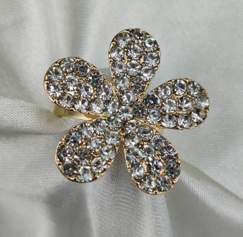 1 Piece Imported Sparkling Floral Crystal Ring – Radiant Elegance in Every Petal! | Luxurious Design Ring | Adjustable Ring | Ring For Girls &amp; Women