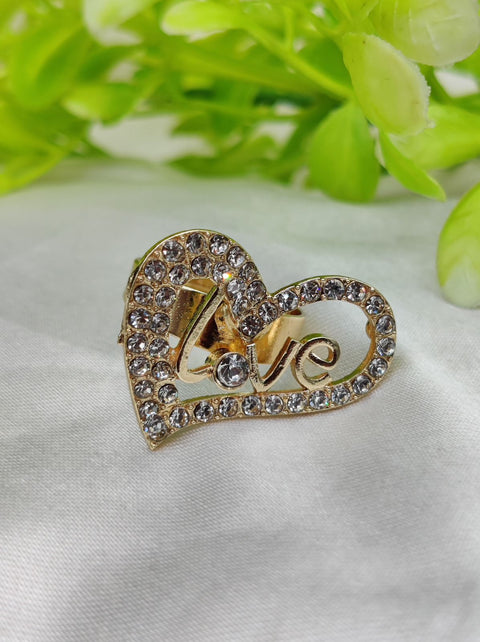 1 Piece Imported Radiant Love Heart Crystal Ring - Shimmer with Elegance | Luxurious Design Ring | Adjustable Ring | Ring For Girls &amp; Women