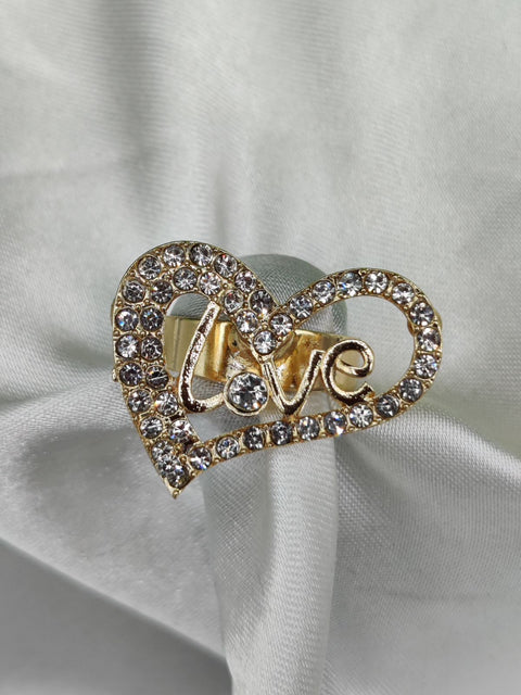 1 Piece Imported Radiant Love Heart Crystal Ring - Shimmer with Elegance | Luxurious Design Ring | Adjustable Ring | Ring For Girls &amp; Women