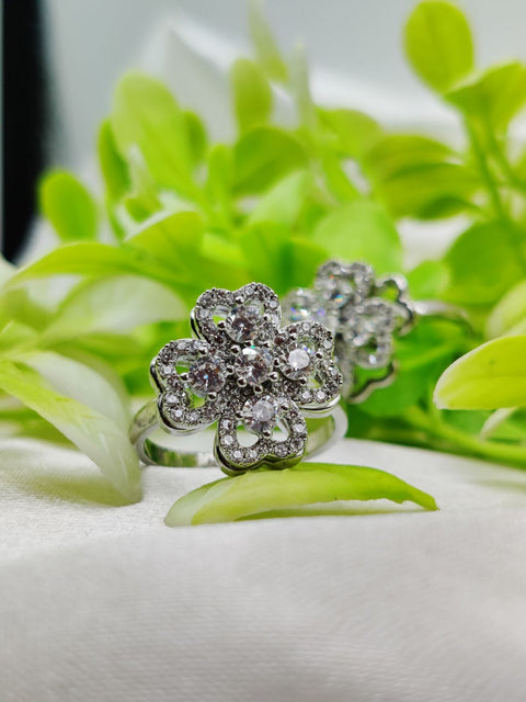 1 Piece Imported Elegant Moveable Floral Cluster Ring with Sparkling Zircon Detailing 🌟 | Luxurious Design Ring | Adjustable Ring | Ring For Girls &amp; Women ✨
