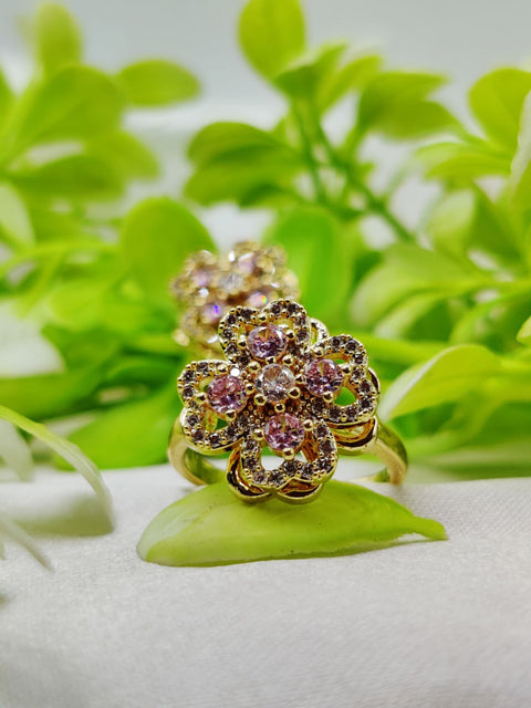 1 Piece Imported Elegant Moveable Floral Cluster Ring with Sparkling Zircon Detailing 🌟 | Luxurious Design Ring | Adjustable Ring | Ring For Girls &amp; Women ✨