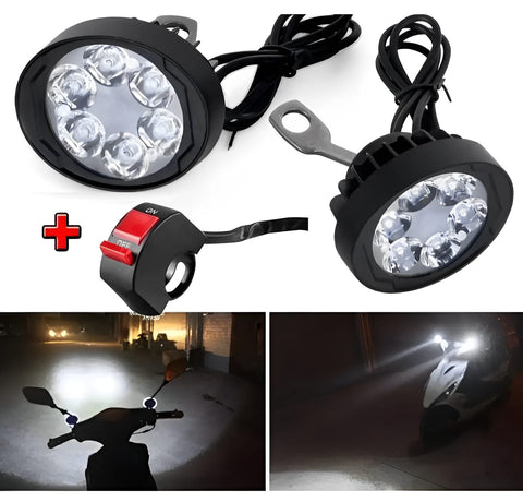 2 led plus button LED Headlight &amp; Button Assist Lamp For Motorcycle Motorbike Bike Universal CD70 CG 125 &amp; All