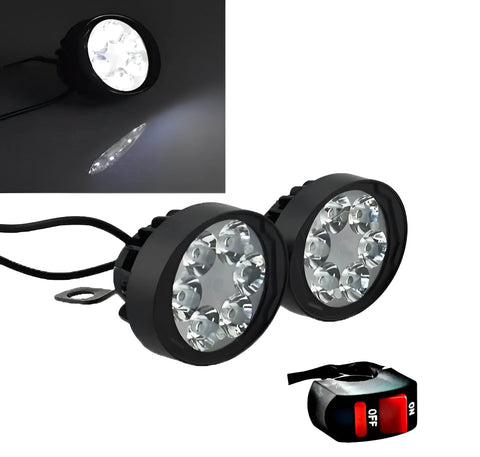 2 led plus button LED Headlight &amp; Button Assist Lamp For Motorcycle Motorbike Bike Universal CD70 CG 125 &amp; All