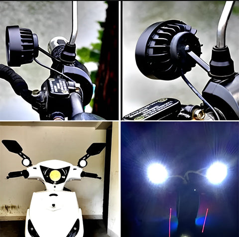 2 led plus button LED Headlight &amp; Button Assist Lamp For Motorcycle Motorbike Bike Universal CD70 CG 125 &amp; All