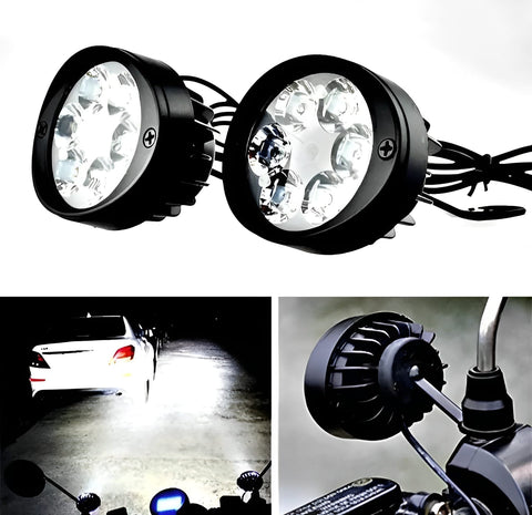 2 led plus button LED Headlight &amp; Button Assist Lamp For Motorcycle Motorbike Bike Universal CD70 CG 125 &amp; All