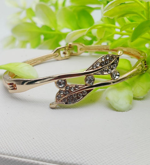 Adjustable Crystal Leaf Bracelet - Imported Golden Bracelets -| Best Quality Artificial Bracelet For Girls &amp; Women | Bracelet For Every Occasion | Elegant Design