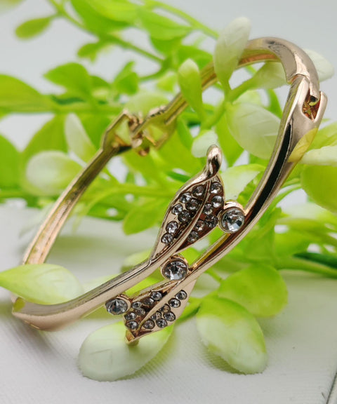 Adjustable Crystal Leaf Bracelet - Imported Golden Bracelets -| Best Quality Artificial Bracelet For Girls &amp; Women | Bracelet For Every Occasion | Elegant Design