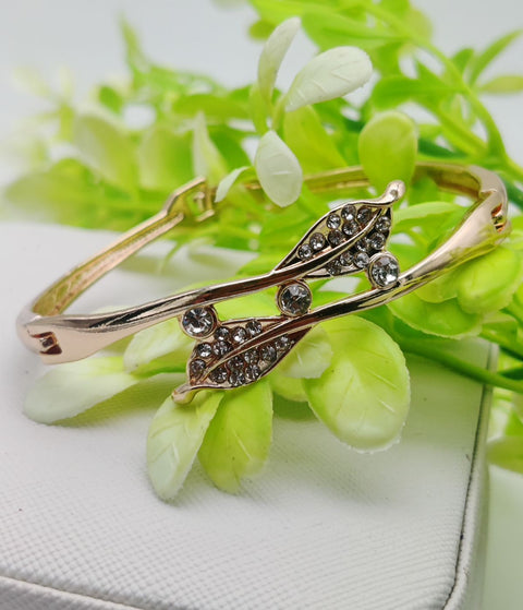 Adjustable Crystal Leaf Bracelet - Imported Golden Bracelets -| Best Quality Artificial Bracelet For Girls &amp; Women | Bracelet For Every Occasion | Elegant Design