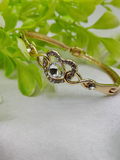 1 Piece Imported Elegant Adjustable Bracelet with Different Design | Twisted, Heart, Chevron, Dazzling Crossed, Intricately Crafted Design | Adjustable Bracelet – Best Quality Artificial Bracelet For Girls &amp; Women ( Golden )