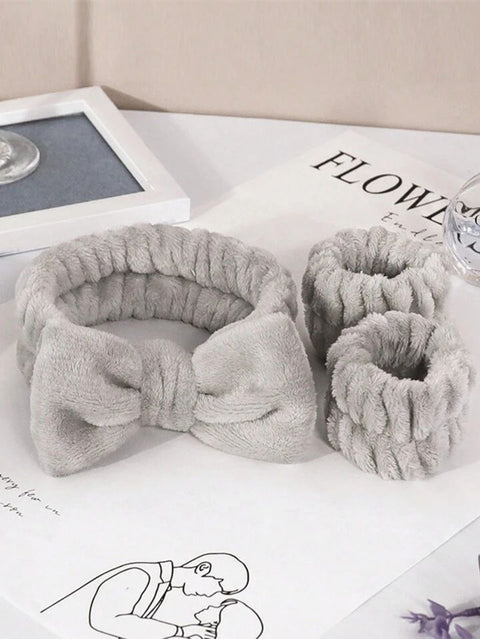 3 Pieces Set Kiss Lovely Wrist Strap - Face Wash Headband and Wristband Soft fabric