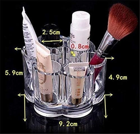 6 Slot Round Shape Lipstick Organizer Flower Shape Clear Acrylic Makeup Cosmetic Jewelry Storage Case Makeup Brush Holder Cosmetic Organizer Storage Box