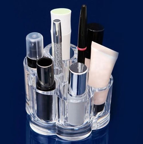 6 Slot Round Shape Lipstick Organizer Flower Shape Clear Acrylic Makeup Cosmetic Jewelry Storage Case Makeup Brush Holder Cosmetic Organizer Storage Box
