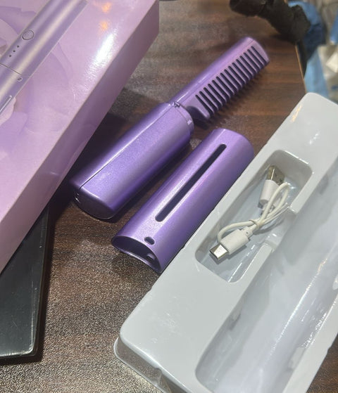 2-in-1 Hair Styling Brush, Straightener, Curler Comb Random Color