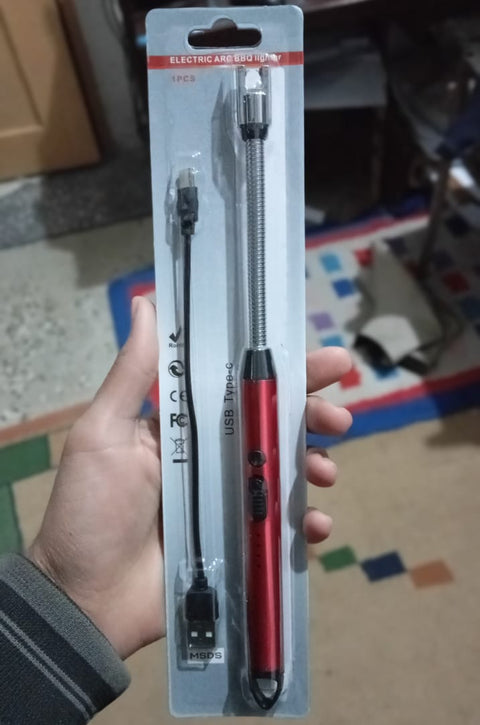 Arc Lighter With Usb Charging | Flameless Windproof | LED Battery Display | Safety Switch | Rotate 360 Degrees ( Random Color )