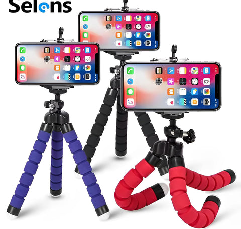 Adjustable Octopus mobile tripod plus holder Mobile Tripod Stand Flexible Tripod Stand With Mobile Holder (random color)