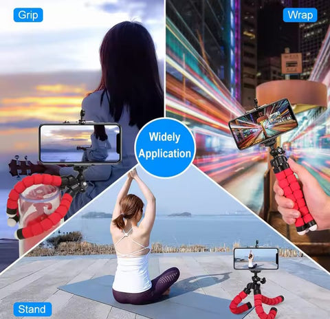 Adjustable Octopus mobile tripod plus holder Mobile Tripod Stand Flexible Tripod Stand With Mobile Holder (random color)