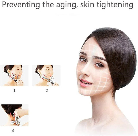 3D Face Massager Roller – 360° Rotation Handheld Y-Shape Plastic Tool for Face Lifting, Anti-Wrinkle, Skin Firming, and Full Body Relaxation | NM-091 ( Random Color )