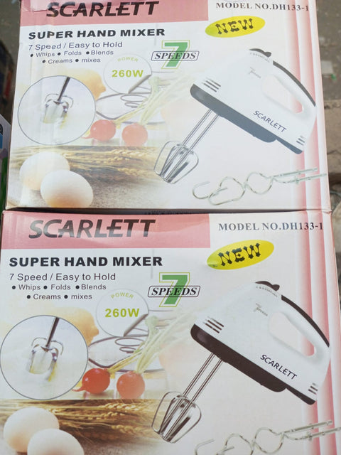 DH-133 Scarlett Multifunctional 7 Speed Mini Mixer Electric Food Blender Scarlett Handheld Mixer Egg Beater Automatic Cream Food Cake Baking Dough Mixer