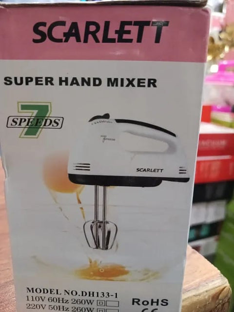 DH-133 Scarlett Multifunctional 7 Speed Mini Mixer Electric Food Blender Scarlett Handheld Mixer Egg Beater Automatic Cream Food Cake Baking Dough Mixer