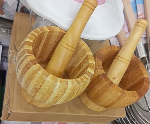 01 Set Wooden Pestle and Mortar For Crushing | Woden chattu watta for Grinding Nuts Dates and other Ingredients 